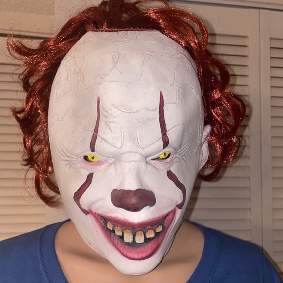 NWOT Horror Clown Latex Mask Creepy IT Mask for Adult Halloween Costume Cosplay - Picture 4 of 7